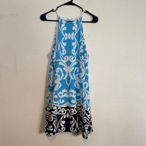Tyche Sky Blue and White Patterned Mini Dress